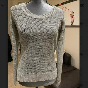 Metallic Grey Open Knit Sweater